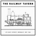 The pub sign. Railway Tavern (formerly Railway Hotel), Bromley, Greater London