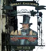 The pub sign. The Great Eastern, Brighton, East Sussex
